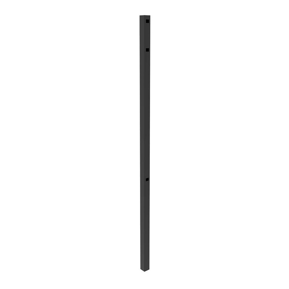 FORTRESS Athens 6 ft. H x 2 in. W x 0.125 Thick Gloss Black Aluminum Flat Top Design Fence End Post 4032048412M