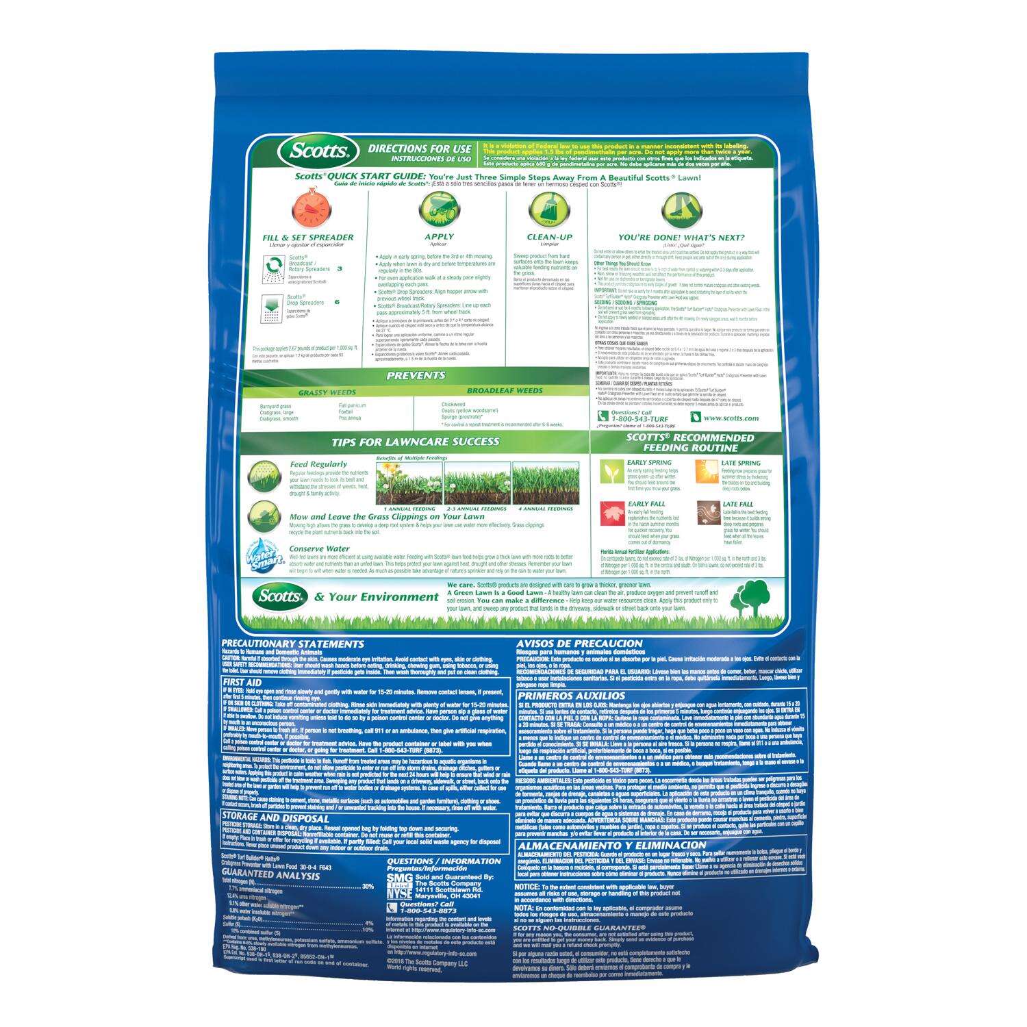 Scotts Turf Builder Halts Crabgrass Preventer Lawn Fertilizer For Multiple Grass Types 5000 sq ft