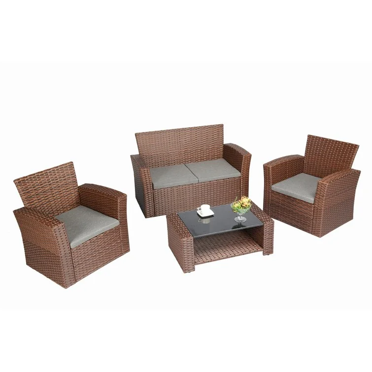 Charmain 4 Piece Rattan Sofa Seating Group with Cushions