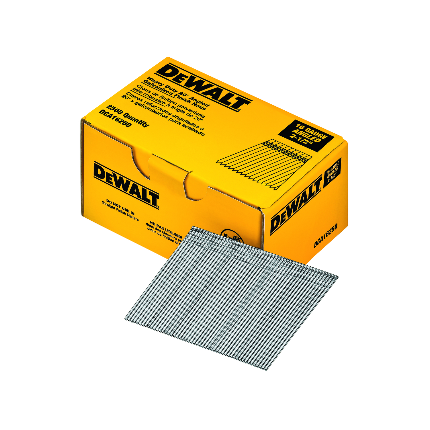 DW 2-1/2 in. 16 Ga. Angled Strip Coated Finish Nails 20 deg 2500 pk