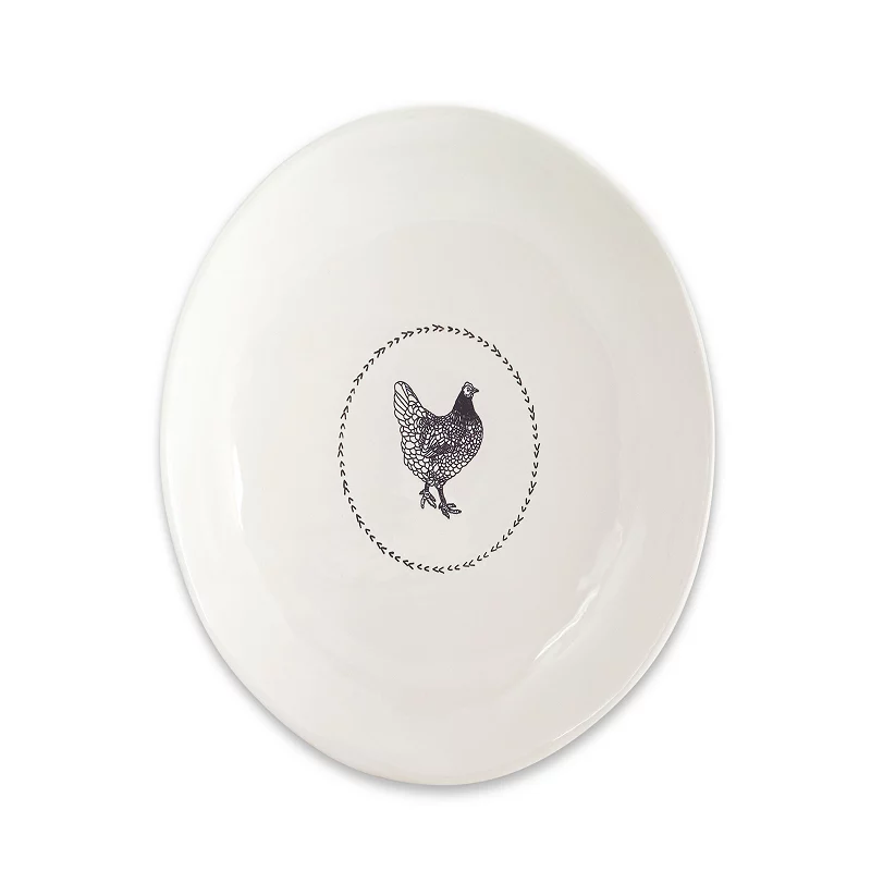 Stoneware Farmhouse Chicken Platter (set Of 2)