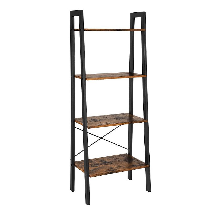 Industrial Ladder， 4-tier Bookshelf， Storage Rack Shelf Unit， Bathroom， Living Room