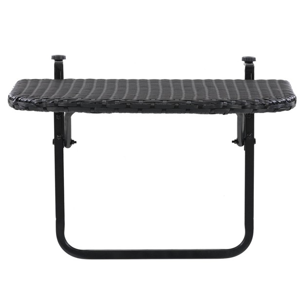 Parksville Rattan Foldable Balcony Table Black Corliving