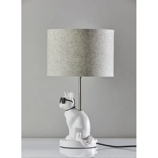 Adesso White Sunny Cat Table Lamp