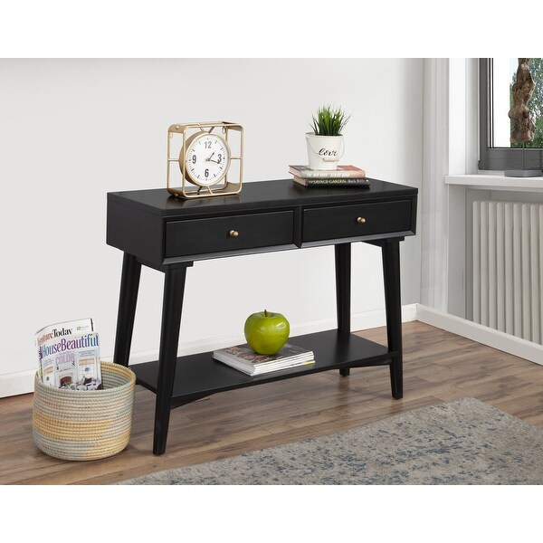 Alpine Furniture Flynn Mid Century Modern Console Table with 2 Drawers