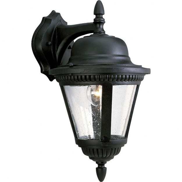 Progress Lighting Westport 1 light Medium Wall Lantern In Antique Bronze With Clear Seeded Glass Shade