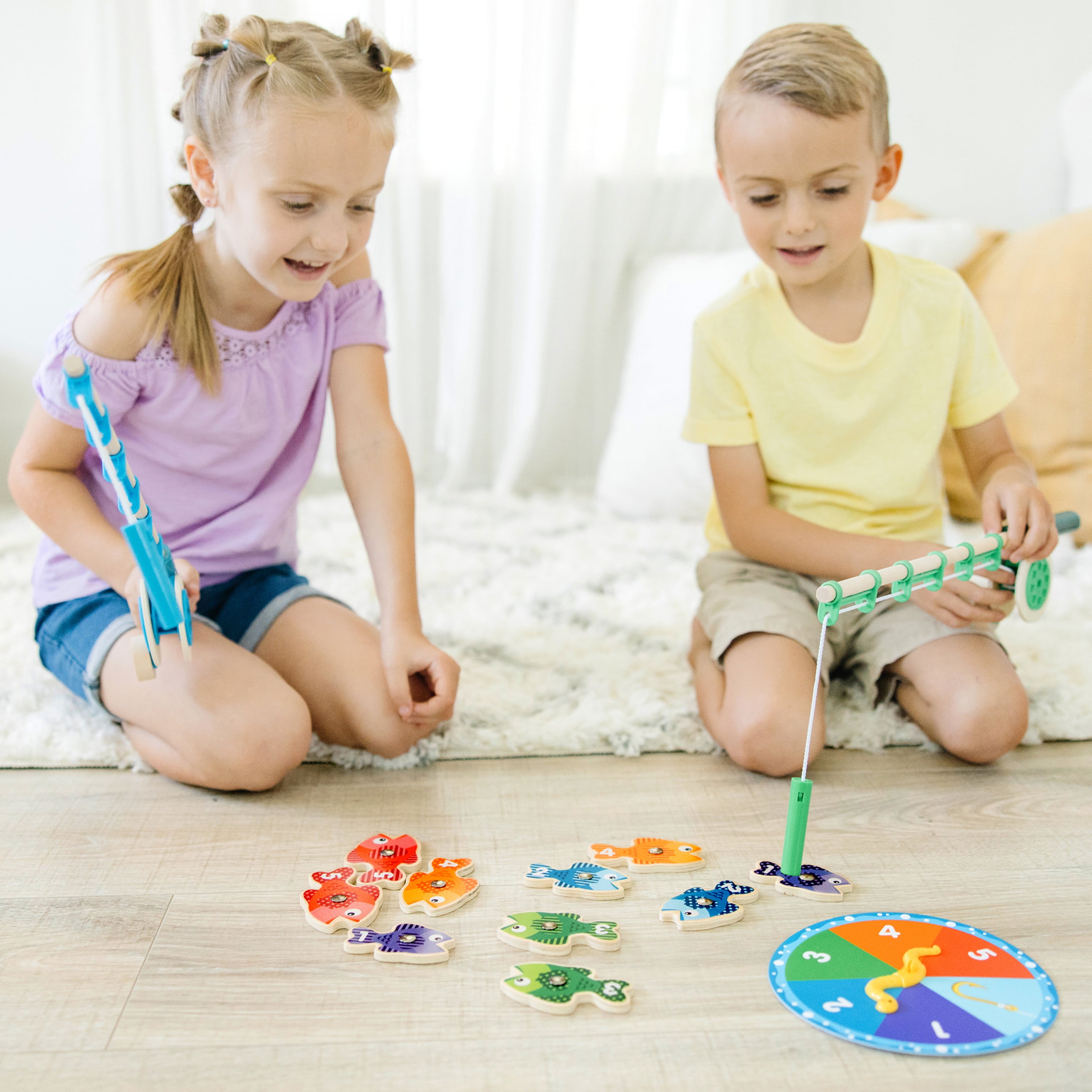 Melissa and Doug Catch and Count Wooden Fishing Game With 2 Magnetic Rods