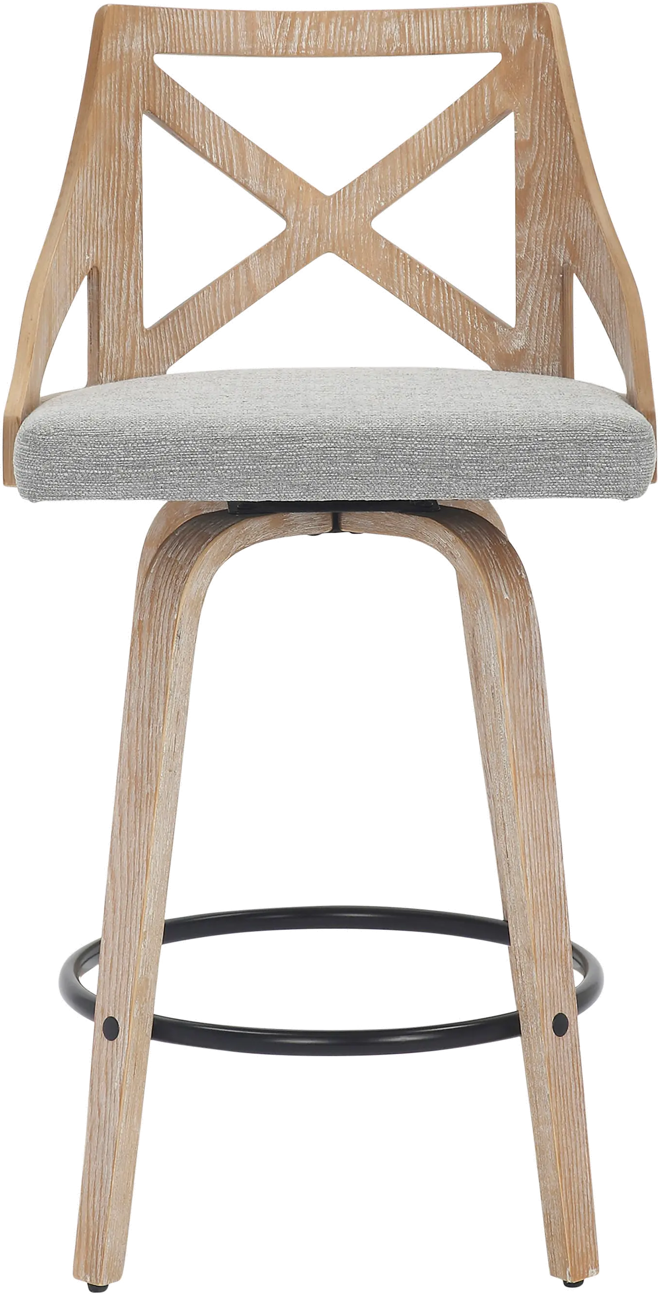 Charlotte Gray and White-Washed Wood Counter Stool， Set of 2