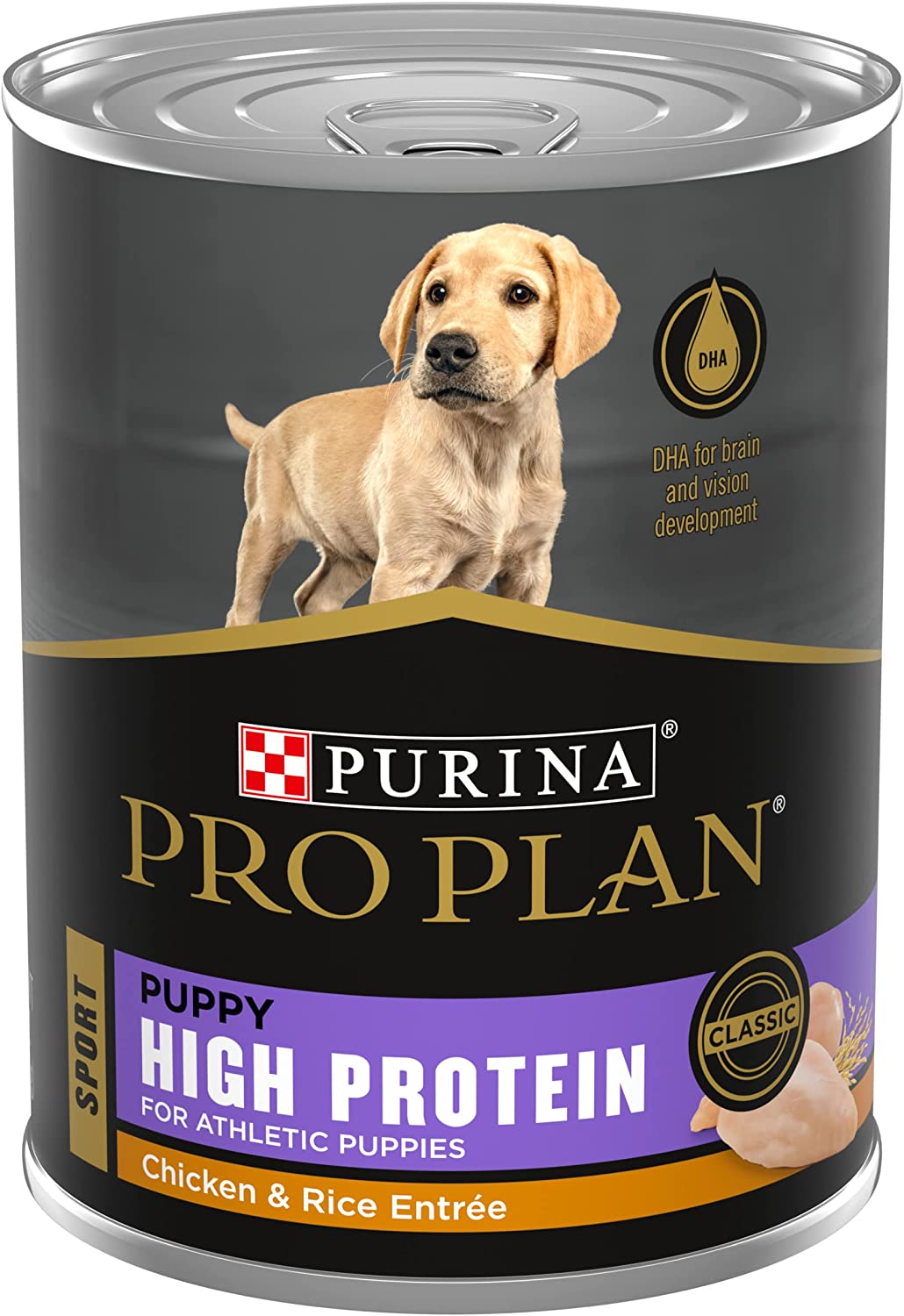 Purina Pro Plan Sport Puppy High Protein Chicken and Rice Wet Dog Food， 13-oz can， case of 12