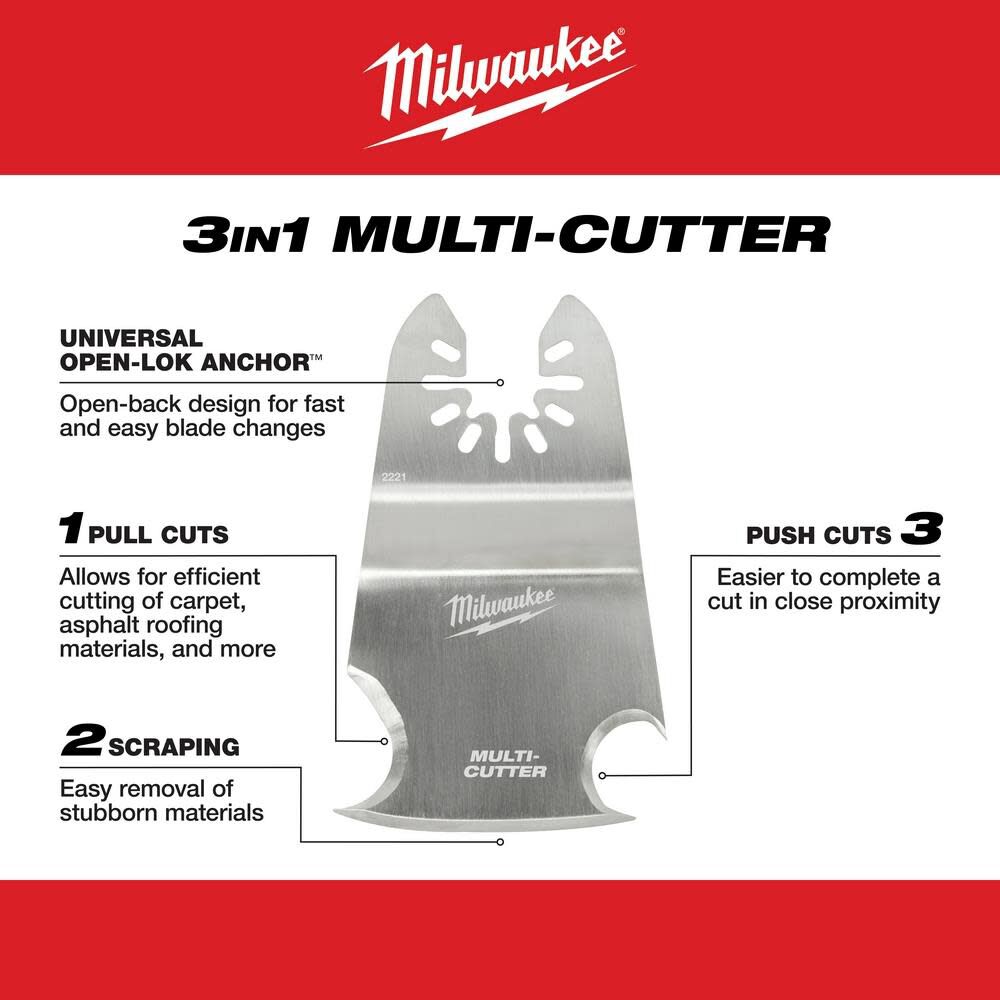 Milwaukee OPEN-LOK 3-IN-1 MULTI-CUTTER SCRAPER BLADE 1PK 49-25-2221 from Milwaukee