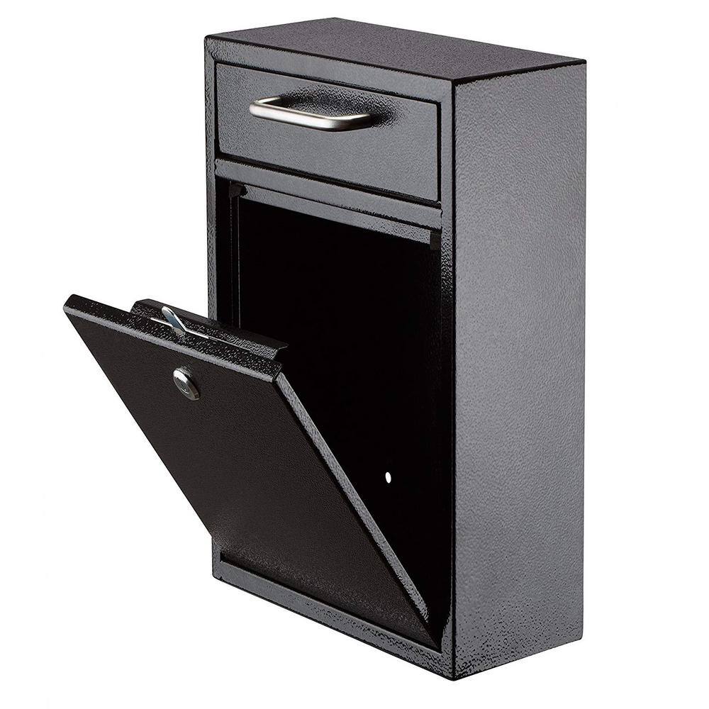 AdirOffice Large Ultimate Steel Wall Mounted Drop Box Mailbox Black 631-04-BLK-PKG