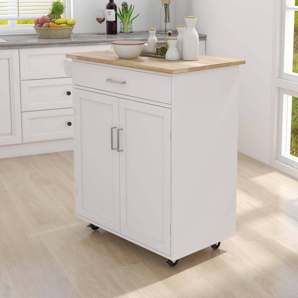 Whatseaso White MDF Kitchen Island L-KI110498538