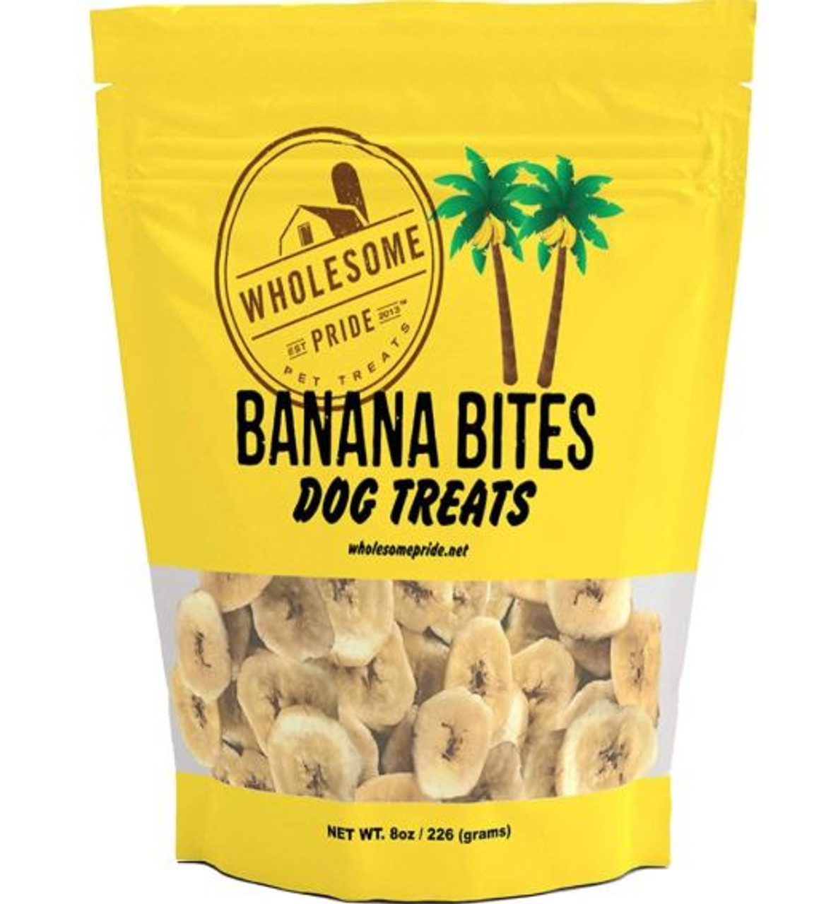 Wholesome Pride Banana Bites Dog Treats， 8 oz.