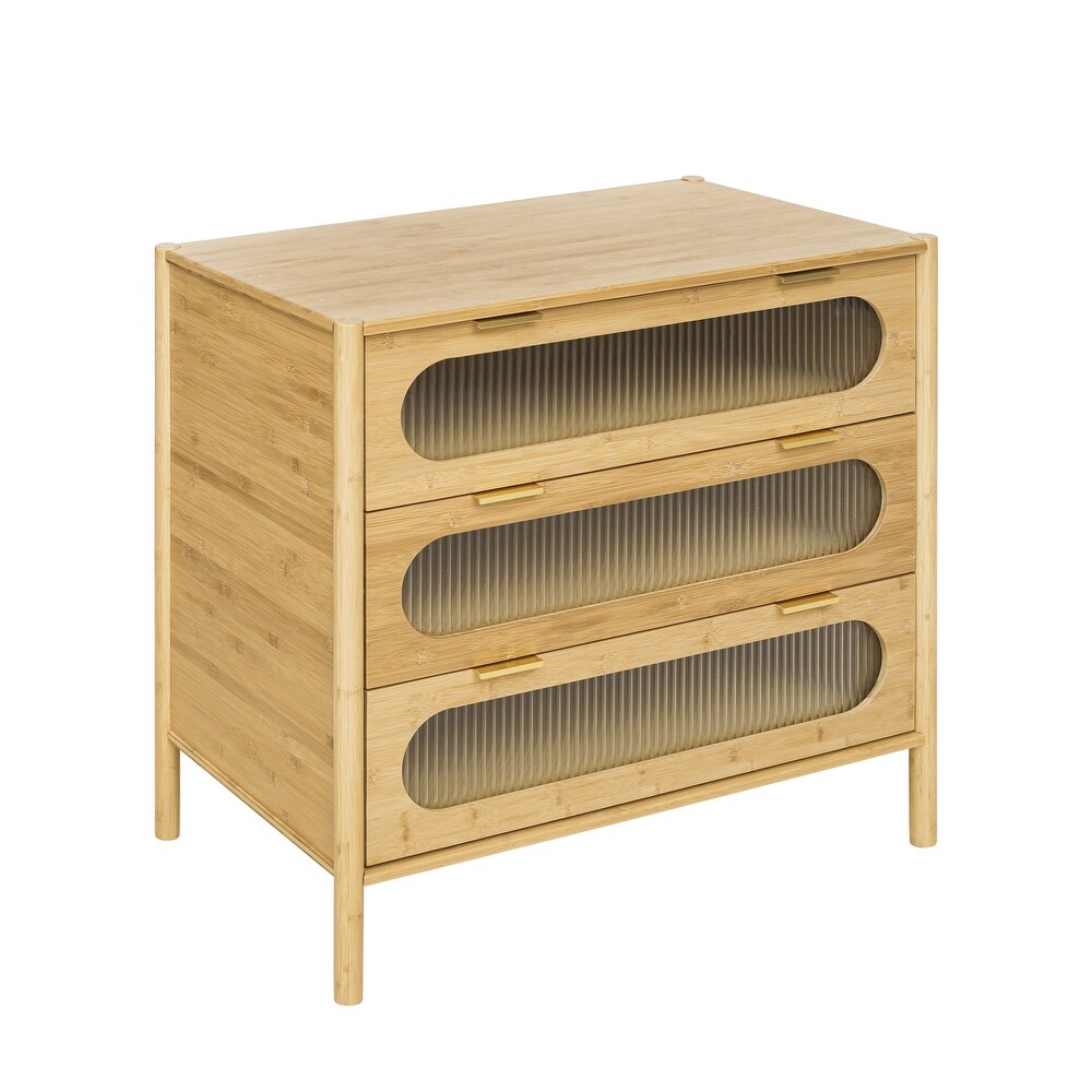 Bamboo 3 Drawer Cabinet  Buffet Sideboard Storage Cabinet