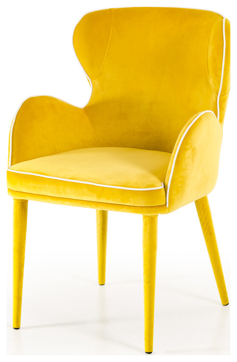 33 quotYellow Fabric And Metal Dining Chair   Midcentury   Dining Chairs   by BuyDBest  Houzz