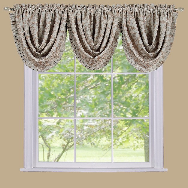 Kate Aurora Custom Rod Pocket Austrian Damask Window Valance With Pleated Trim