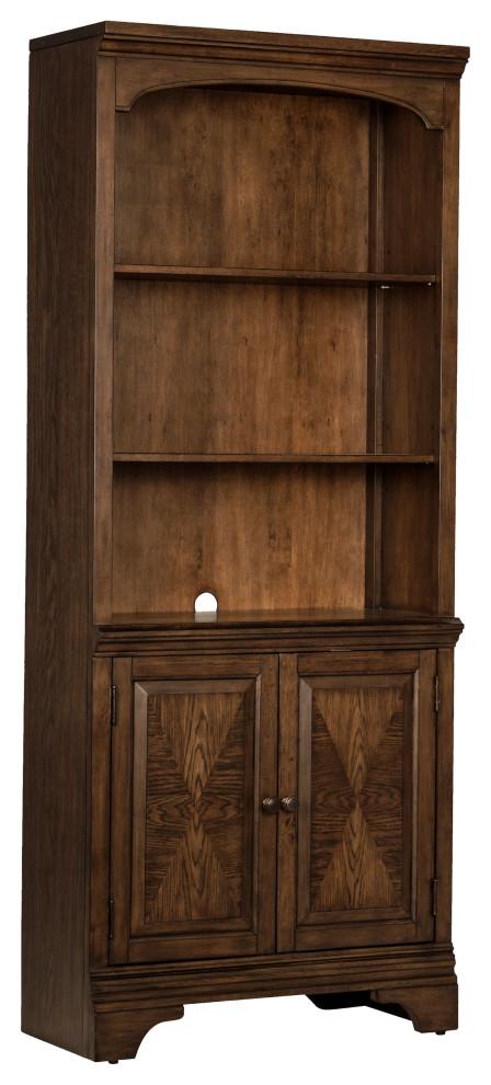 Hartshill Bookcase With Cabinet Burnished Oak   Modern   Bookcases   by Modon  Houzz