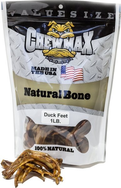 ChewMax Pet Products Duck Feet Natural Chew Dog Treats， 1-lb bag