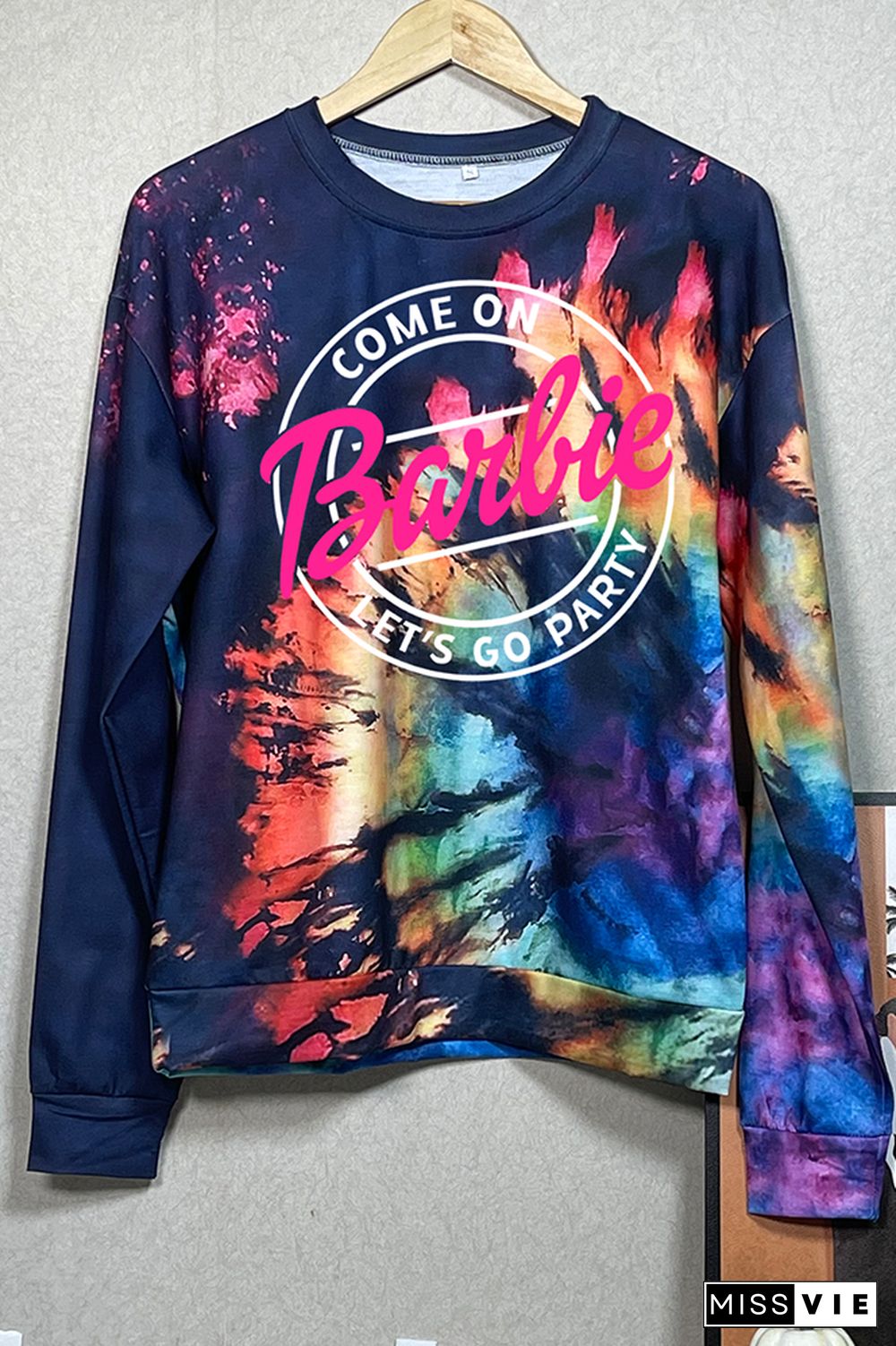 Bleached Tie Dye O-neck Sweatshirt Women Wholesale