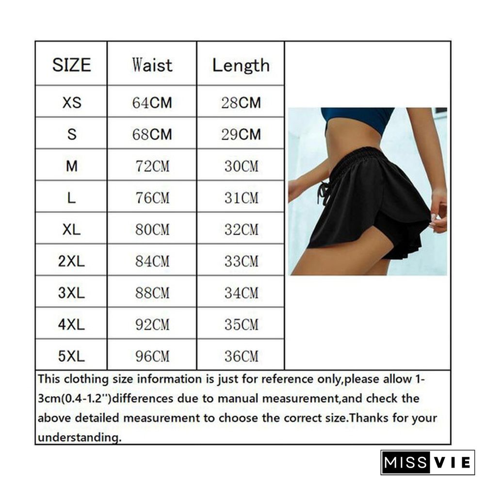 New Fashion Women Running Shorts Double Layer Safety Sport Skirts Ladies Summer Casual Sports Gym Shorts Safety Shorts Yoga Shorts Plus Size