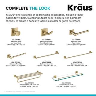 KRAUS Ventus Bathroom Shelf Towel Rack with Towel Bar in Brushed Gold KEA-17742BG