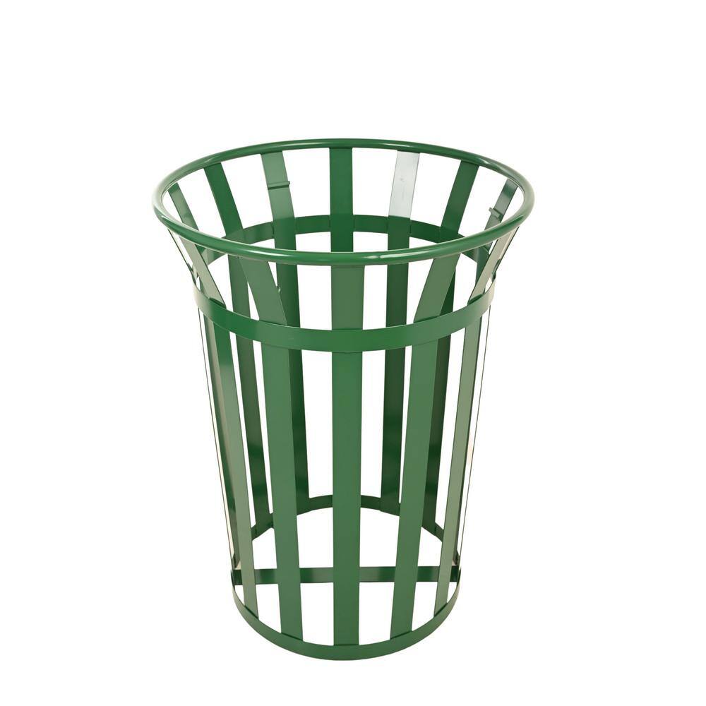 Alpine Industries 38 Gal. Green Outdoor Metal Slatted Commercial Trash Receptacle Trash Can 479-38-GRN-MKTCOPY