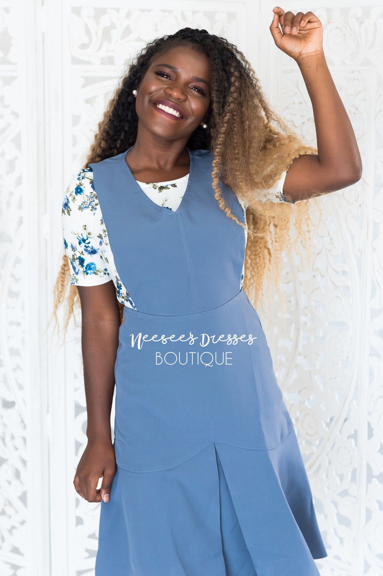 The Phoenix Pleated Godet Overall Dress