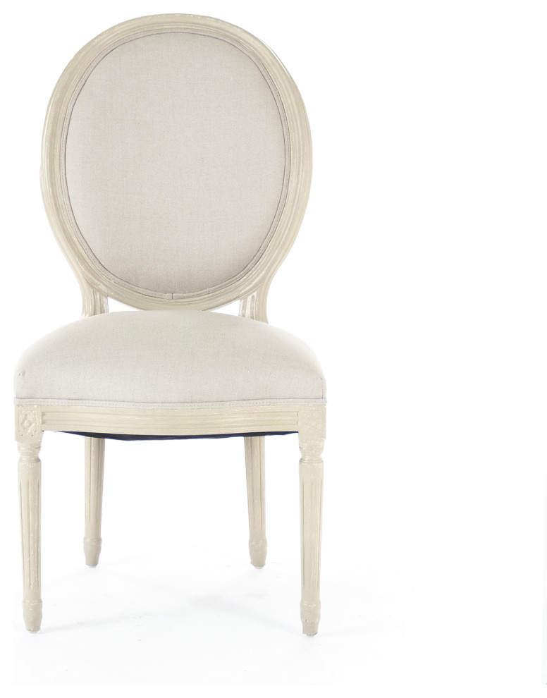 Medallion Side Chair  Natural Linen  Gray Birch   French Country   Dining Chairs   by Zentique  Inc.  Houzz