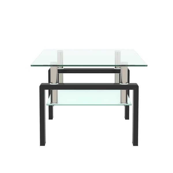 Rectangle Black Glass Coffee Table， Clear Coffee Table