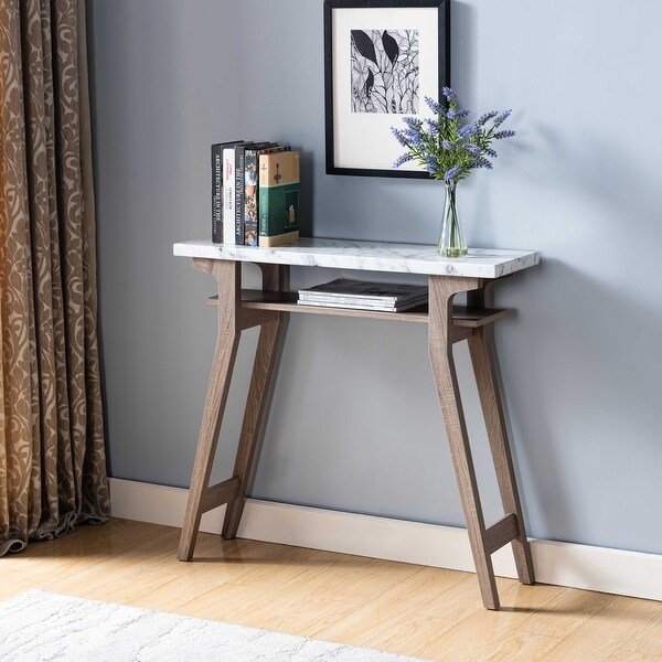 Q-Max Modern Console Table for Hallway and Entryway Features a Two-tier Shelving Unit