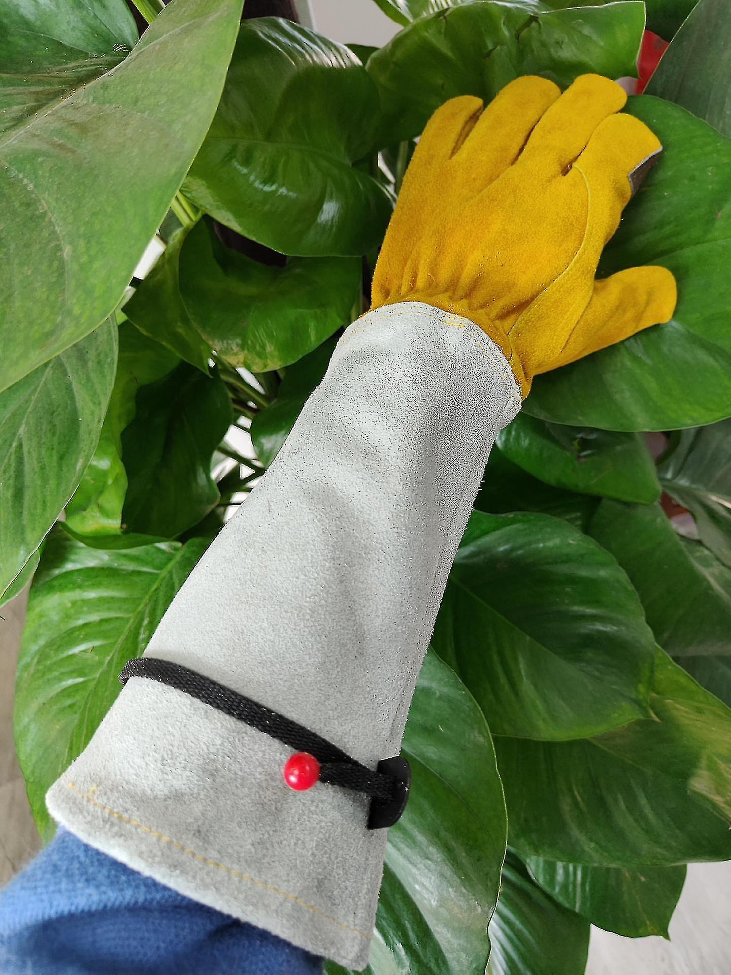 Sleeve Stab-resistant Cow Leather Extended Thick Gardening Gloves With Forearm Protection