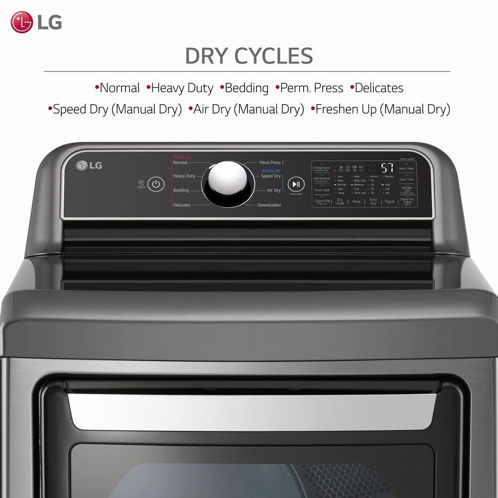 LG 7.3 cu. ft. Large Capacity Vented Gas Dryer with Sensor Dry and EasyLoad Door in Graphite Steel DLG7401VE