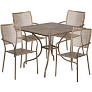 Flash Furniture Commercial Indoor / Outdoor Patio Table and Square Back Chair 5-piece Set