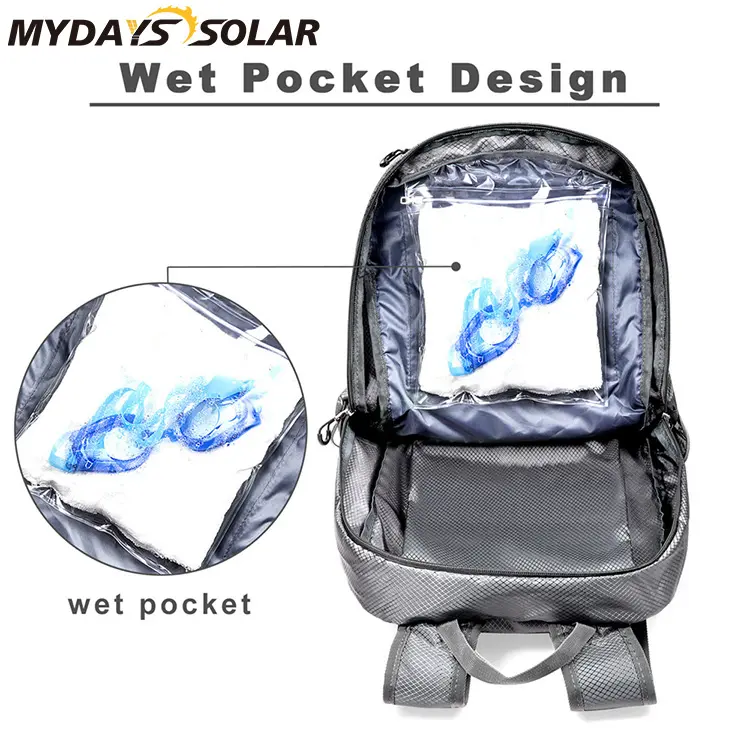 Mydays Tech 6.5W High Efficiency Emergency Chargeable Bag Solar Backpack for Outdoor Hiking Camping Photographing Work School