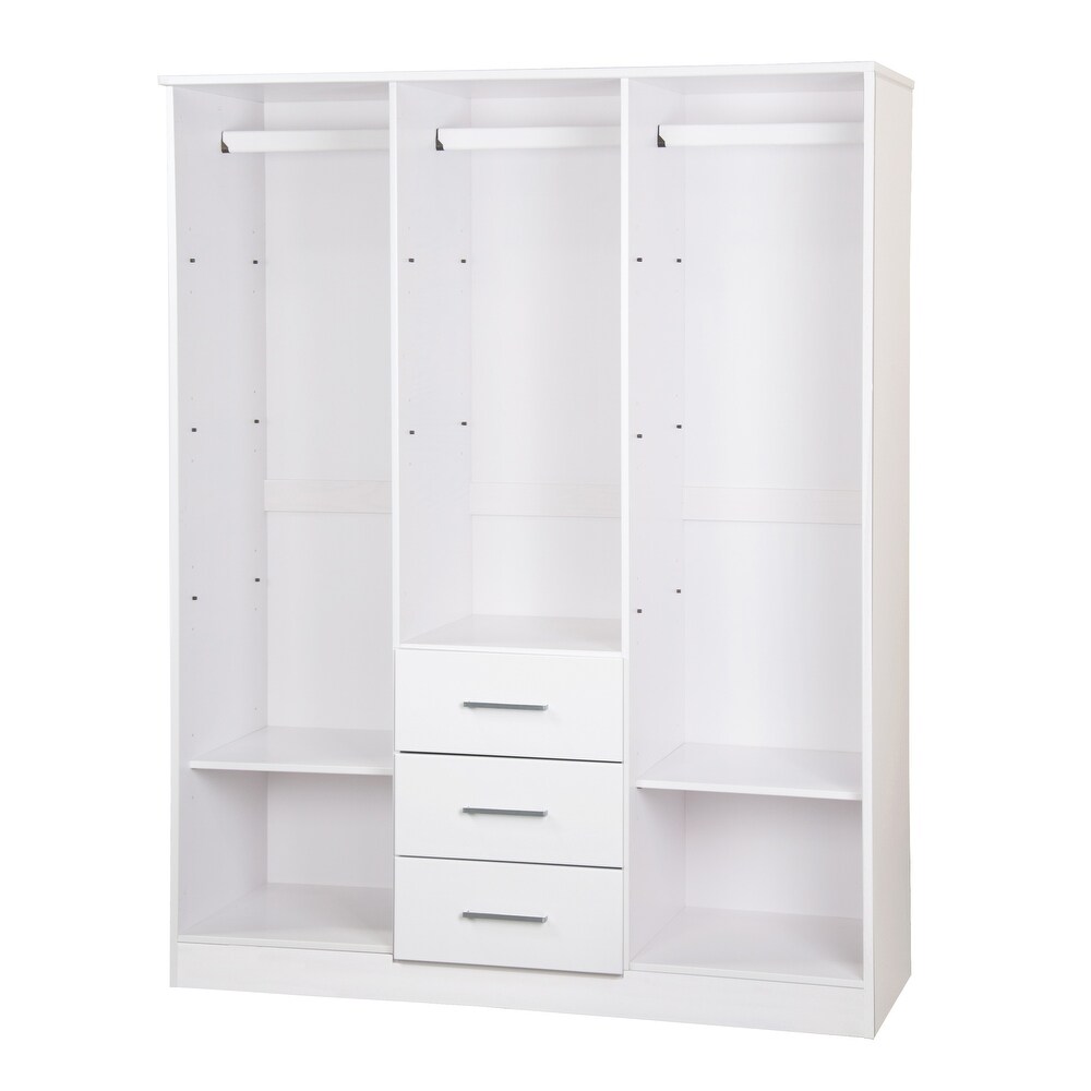 Palace Imports 100% Solid Wood Cosmo 3 Door Wardrobe Armoire with Solid Wood or Mirrored Doors