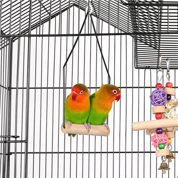 Yaheetech Rolling Metal Bird Cage with Detachable Stand Large Parrot Cage w/ Stand and Toys Budgies Cockatiels Parakeets