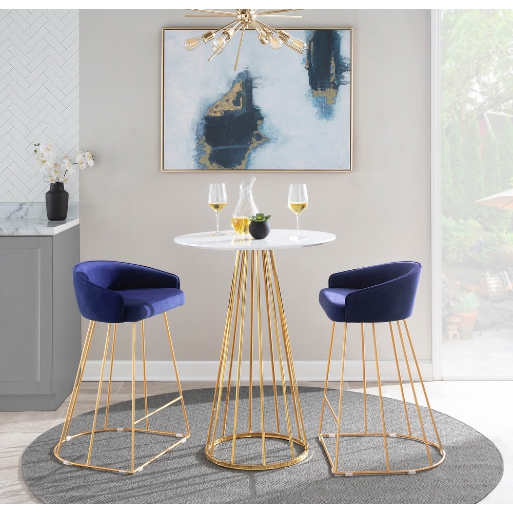 Velvet Contemporary Counter Stool with Metal Legs  Set of 2