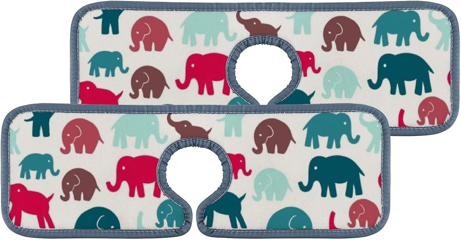 Faucet Absorbent Mat 4pcs Elephants On Wood Color Washable Counter Drying Pads