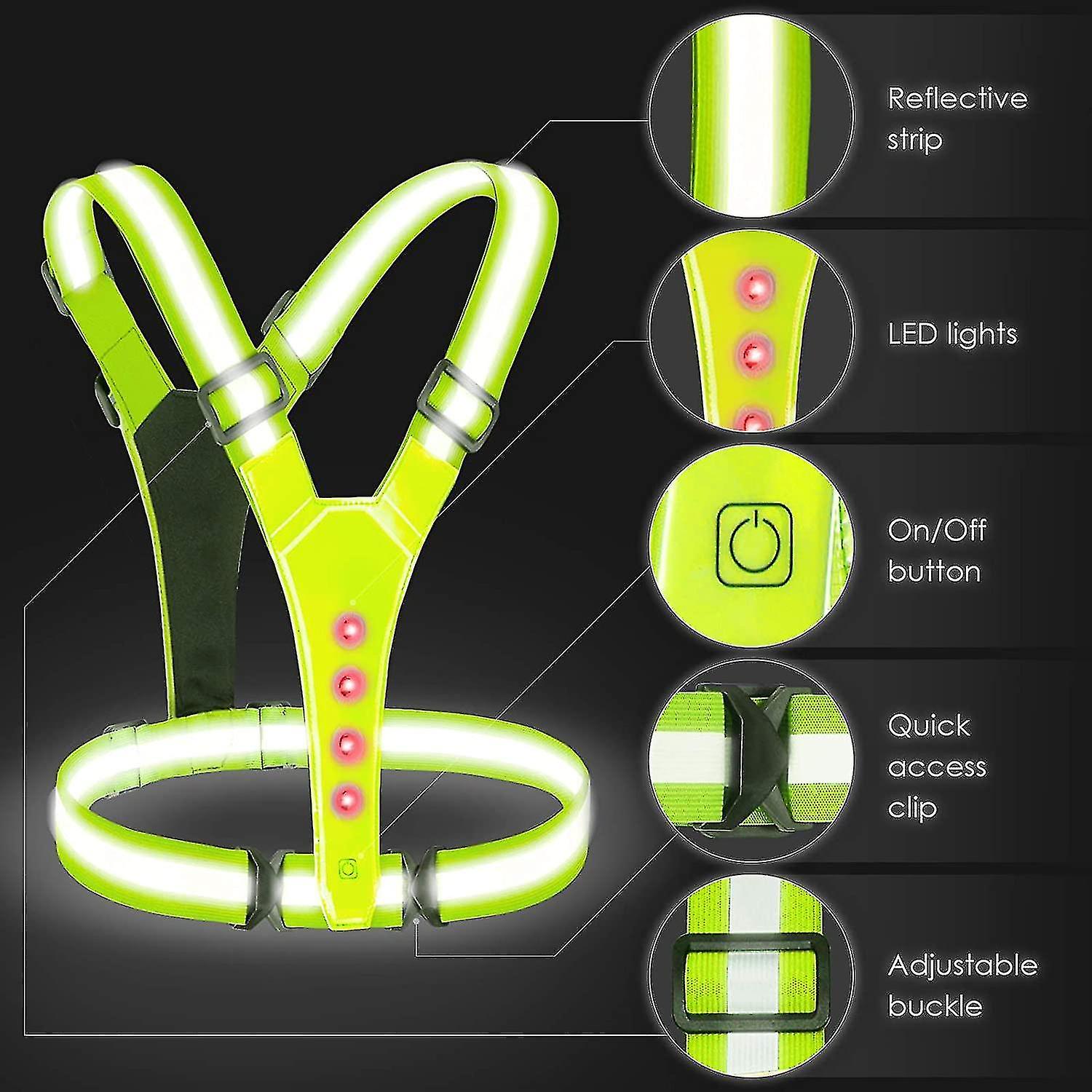 Led Reflective Vest， High Visibility Led Reflective Safety Vest Runnin