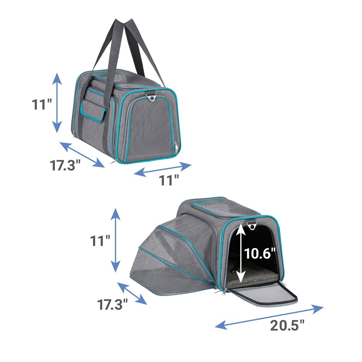 Frisco Single Soft Sided Expandable Airline Approved Dog and Cat Carrier