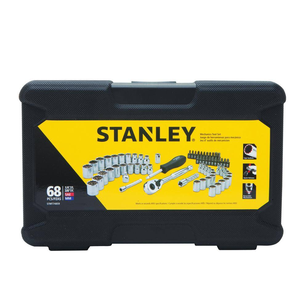 Stanley 14 in.  38 in. Drive Full Polish Chrome SAE  Metric Mechanic Tool Set (97-Piece) and Mechanic Tool Set (68pc) STMT7485874859