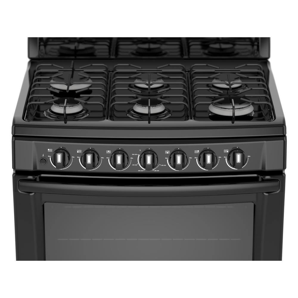 Amana 30 in. 5.1 cu. ft. 6 Burner Freestanding Gas Range in Black LAGR5431B