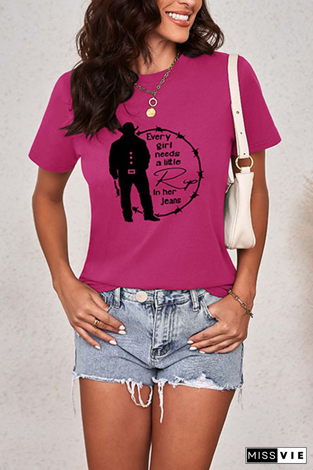 Every Woman Needs a Little Rip in their Jeans Graphic Printed Short Sleeve T Shirt Wholesale