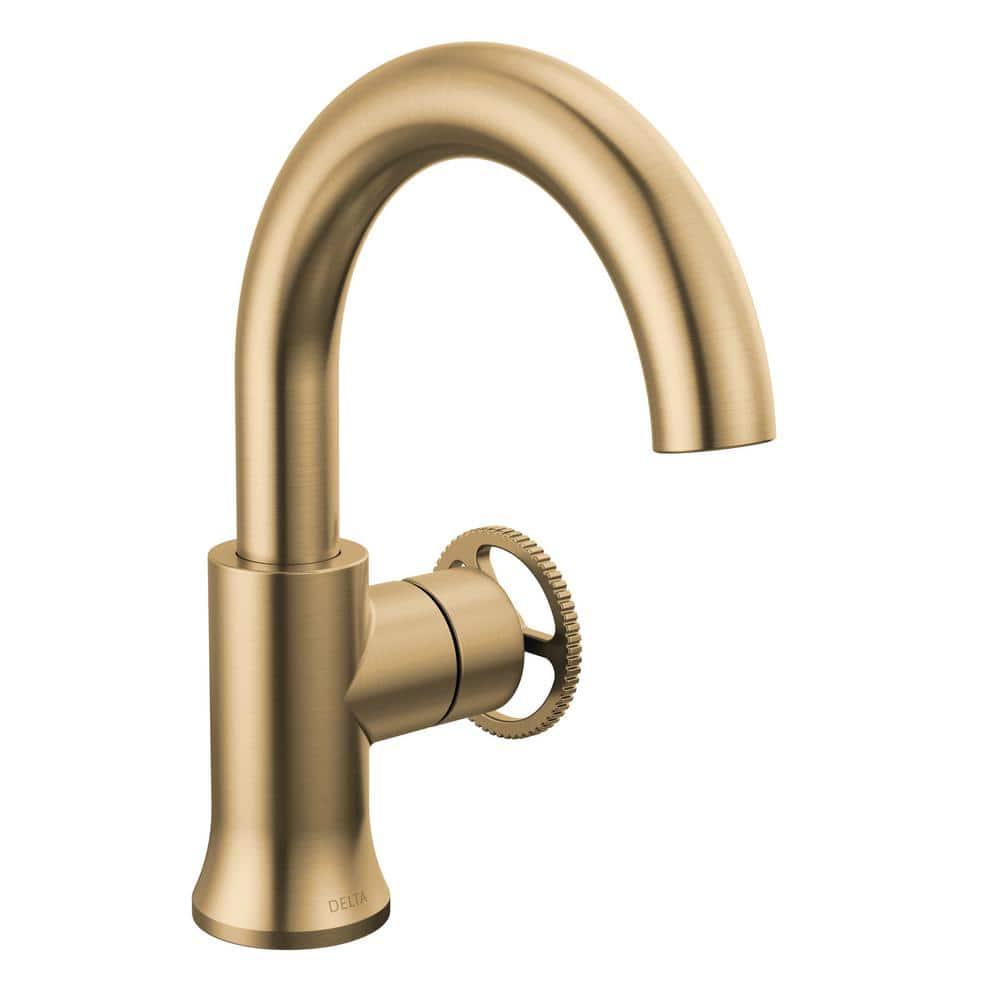 Delta Trinsic Wheel Single Handle High Arc Single Hole Bathroom Faucet in Champagne Bronze