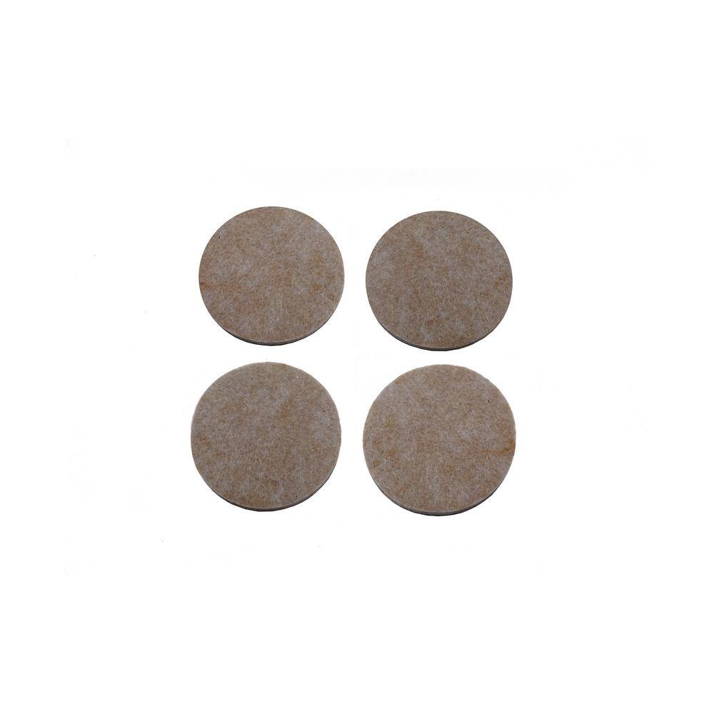 Everbilt 3 in. Beige Round Felt Heavy Duty Self-Adhesive Furniture Pads (4-Pack) 49928