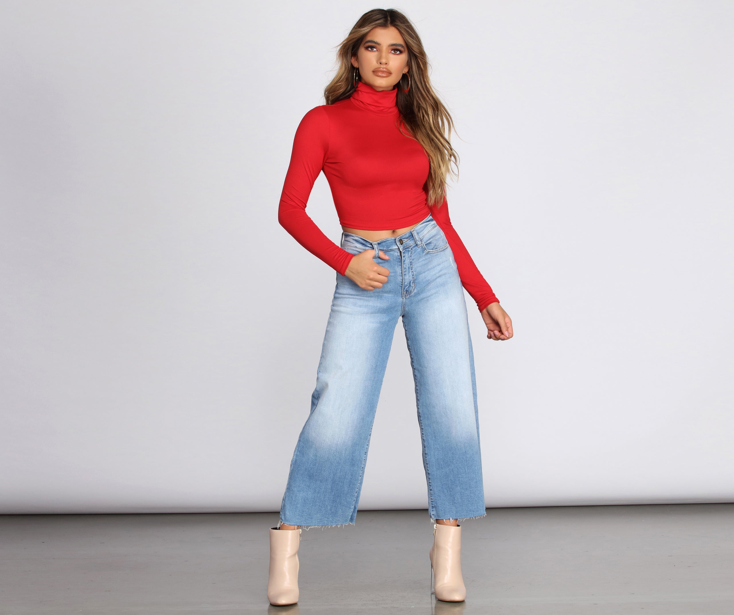 Basic Brushed Knit Turtleneck Top