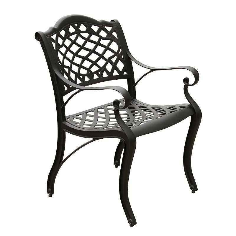 Oakland Living Modern Ornate Aluminum Round Patio Dining Chair and Table 5-piece Set