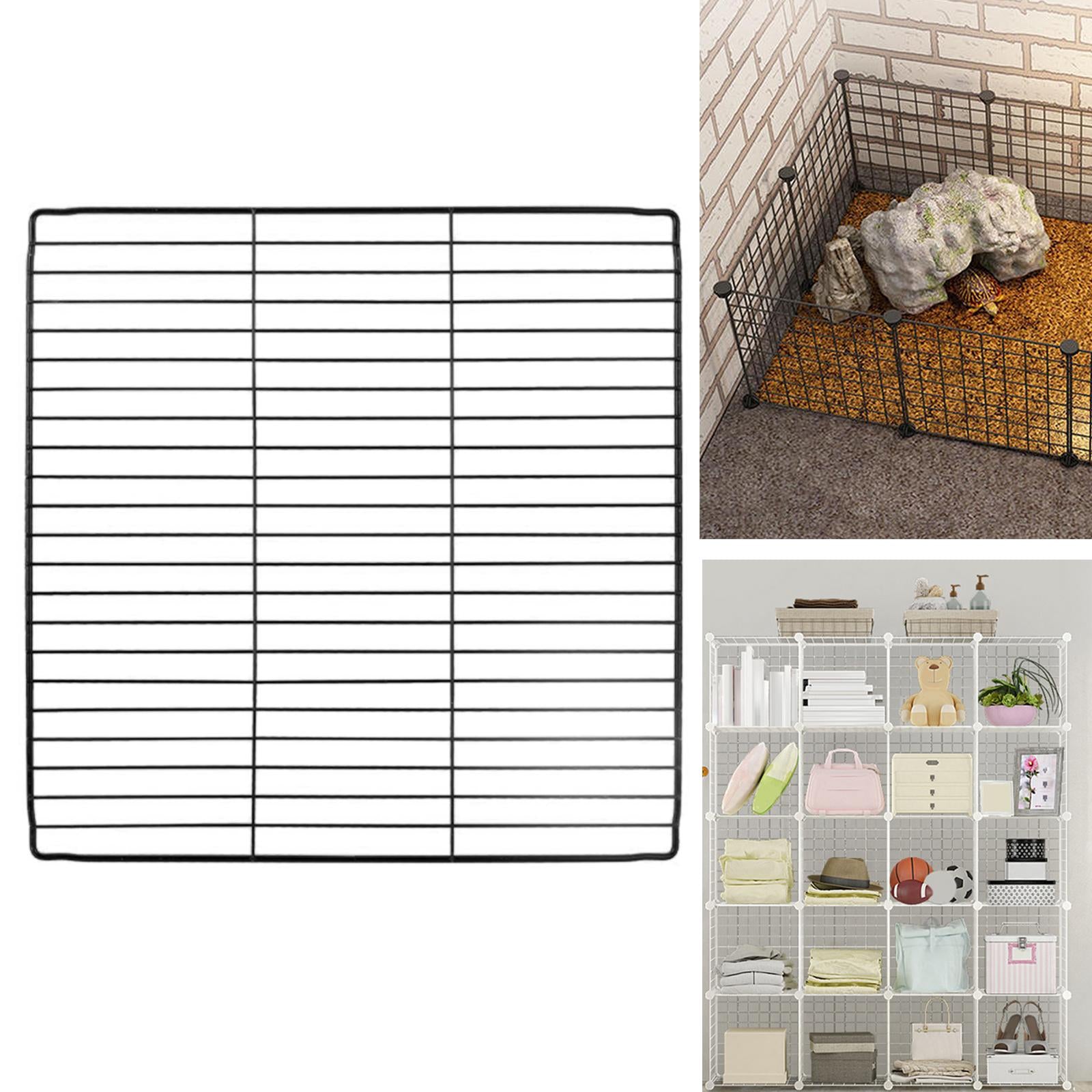 Pet Playpen Panel Cage Small Animals Expandable Puppy Iron Guinea Indoor dense black Grid