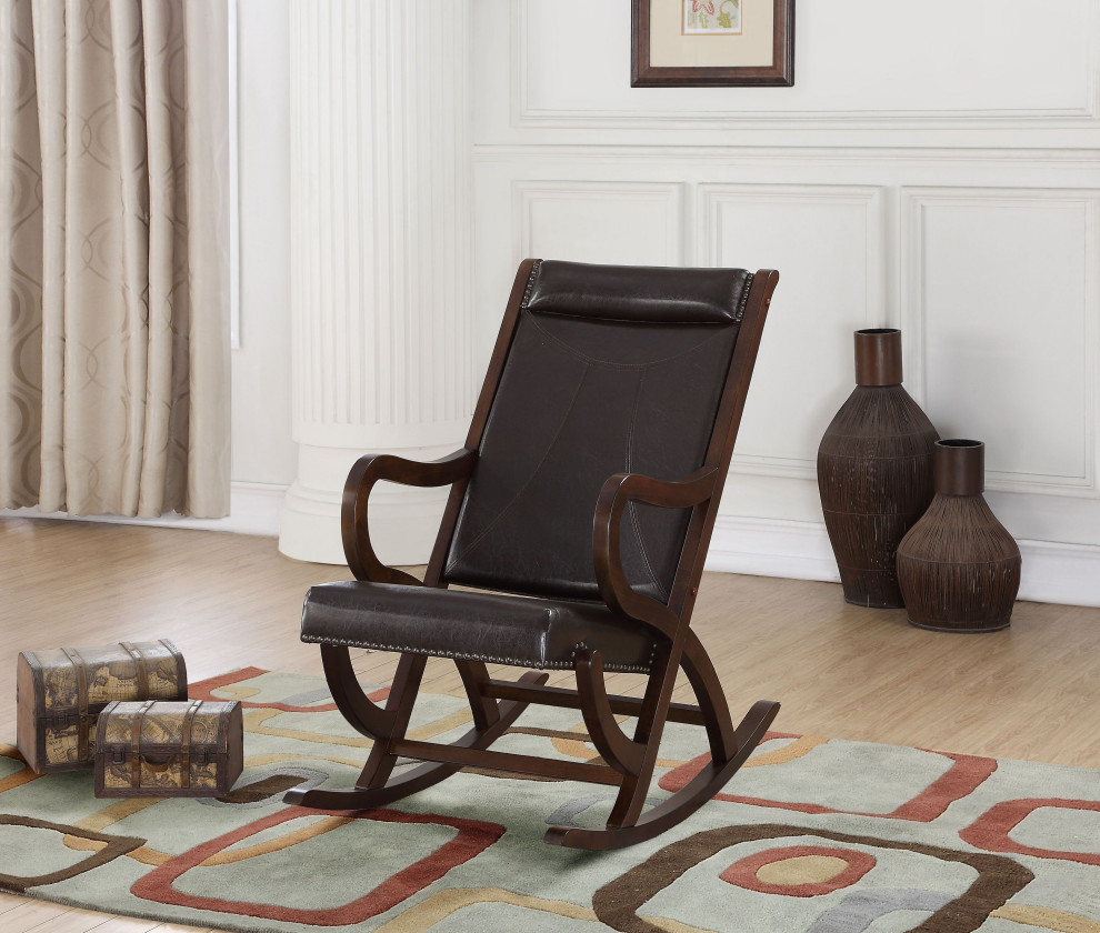 Triton Rocking Chair  Espresso PU and Walnut   Transitional   Rocking Chairs   by Kolibri Decor  Houzz