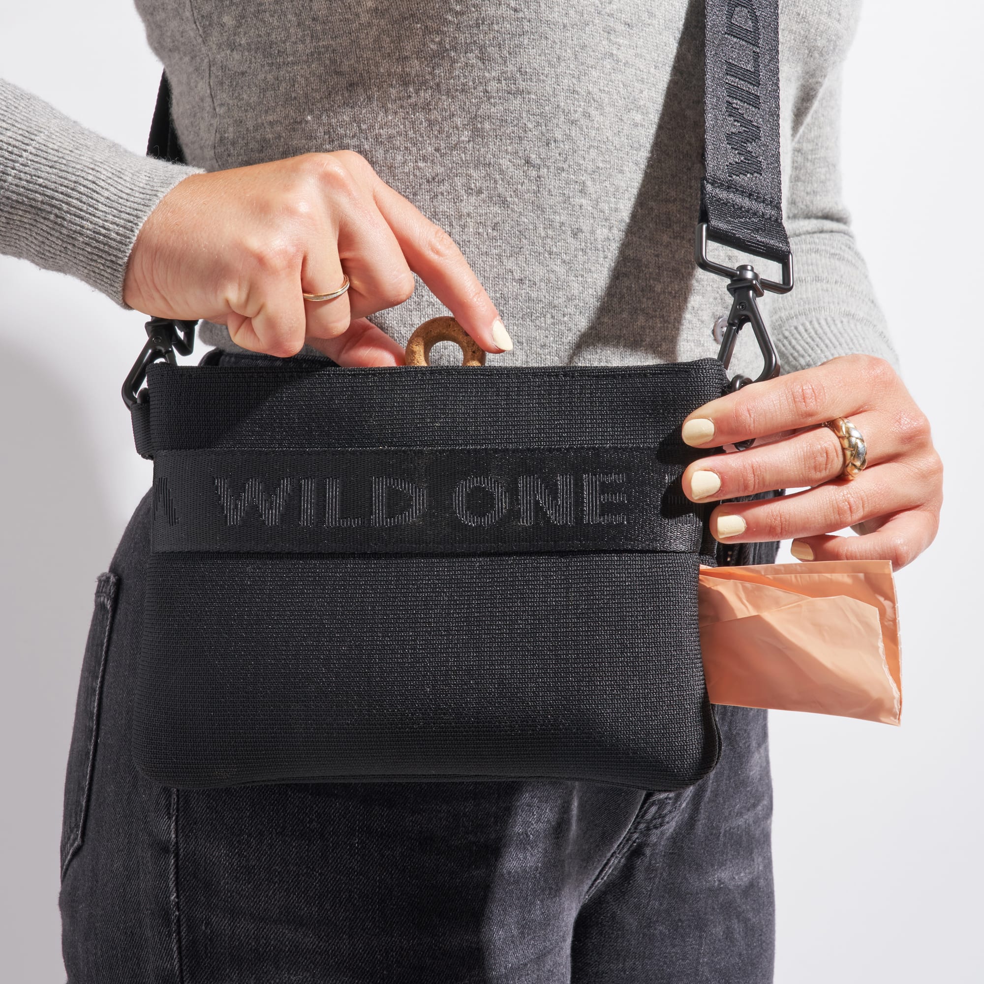 Wild One Recycled Knit Black Treat Pouch